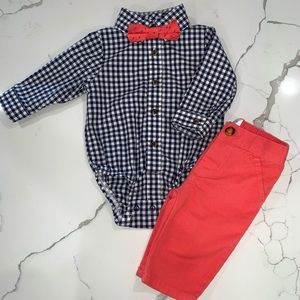 Carter’s Onesie Dress Shirt + Pants & Bow Tie